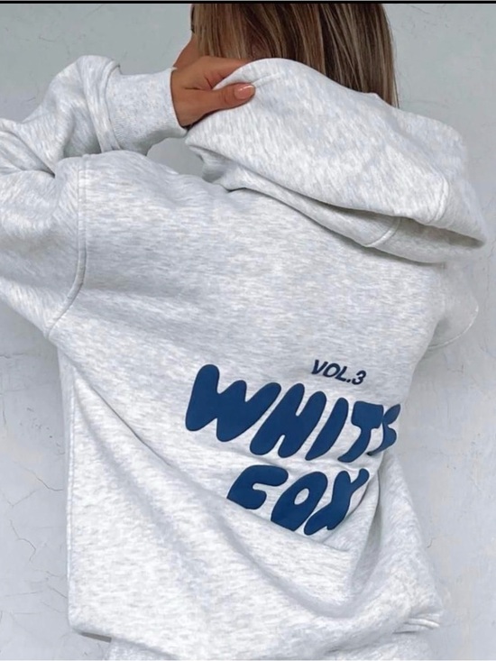 White Fox Boutique Tops - White Fox Boutique Vol. 3 Heather Gray/Marle Hoodie with Navy Blue Logo